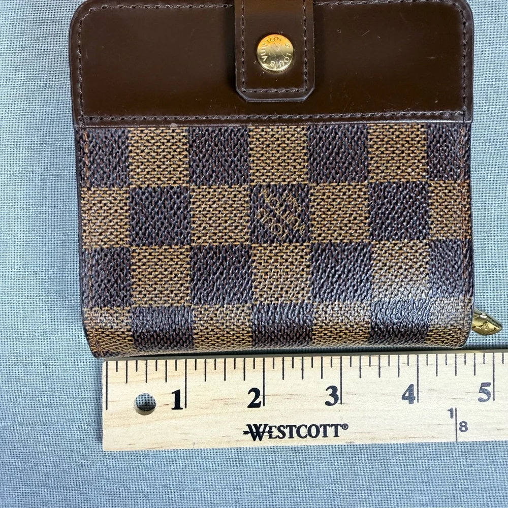 LOUIS VUITTON DAMIER EBENE COMPACT ZIP WALLET N61668 W/ BOX AUTHENTIC